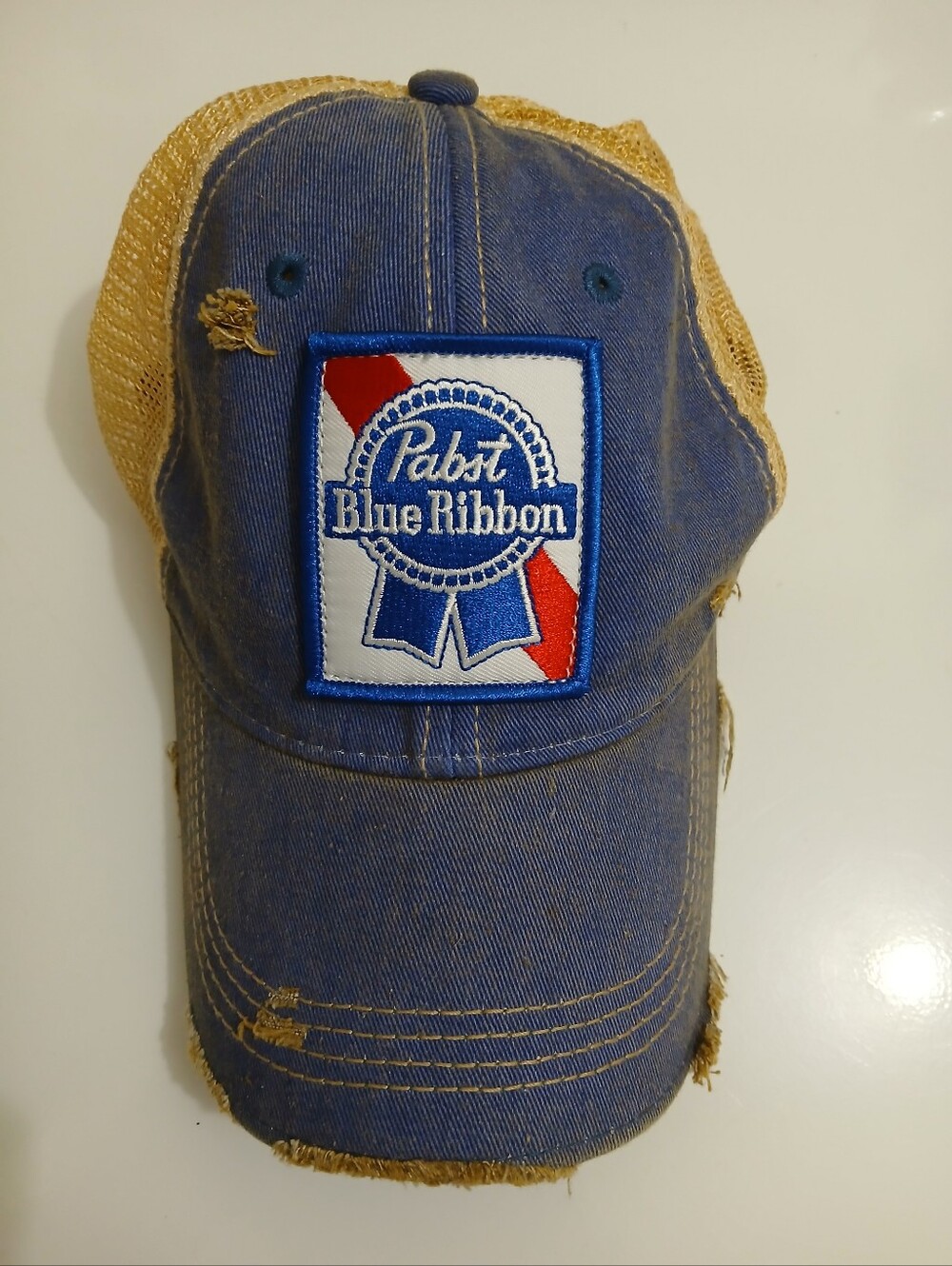 Angry Minnow Distressed Blue Mesh Trucker Hat -